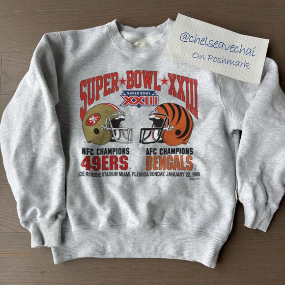 Vintage 1989 Super Bowl XXIII 49Ers Vs Bengals Football Crewneck Sweatshirt - Picture 1 of 2